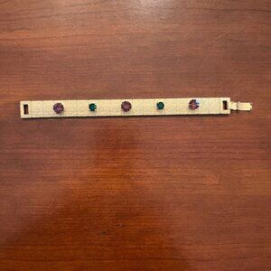 Vintage Act II Gold Tone Jeweled Bracelet